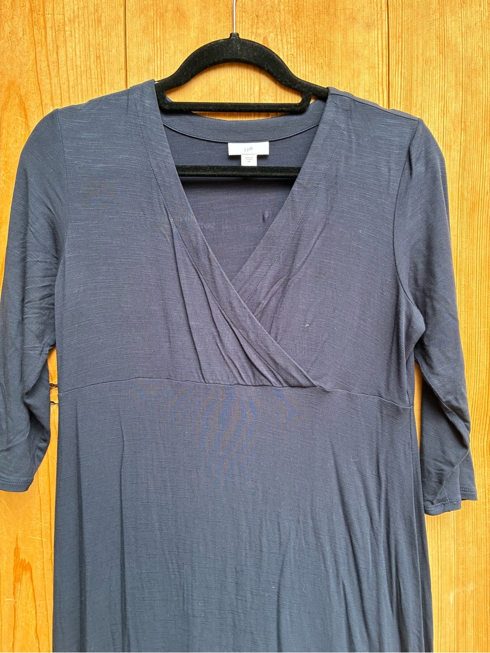 NWT J. JILL Jersey V-Neck 3/4 Sleeve Navy Dress 
Size Small - Picture 3 of 5